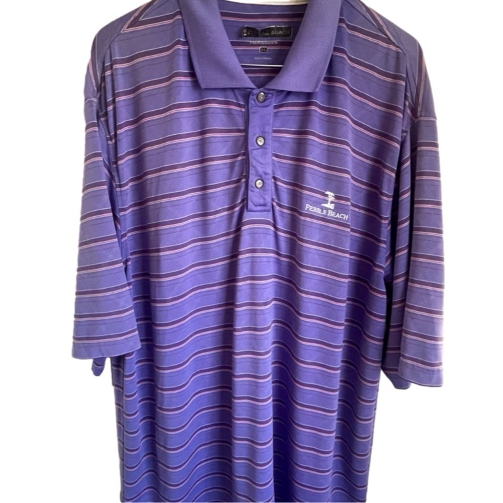Pebble Beach Polo Shirt Size XL Purple With Purple Stripes